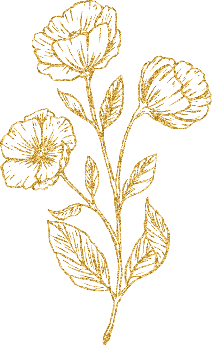Gold Flower Stalk Line Art